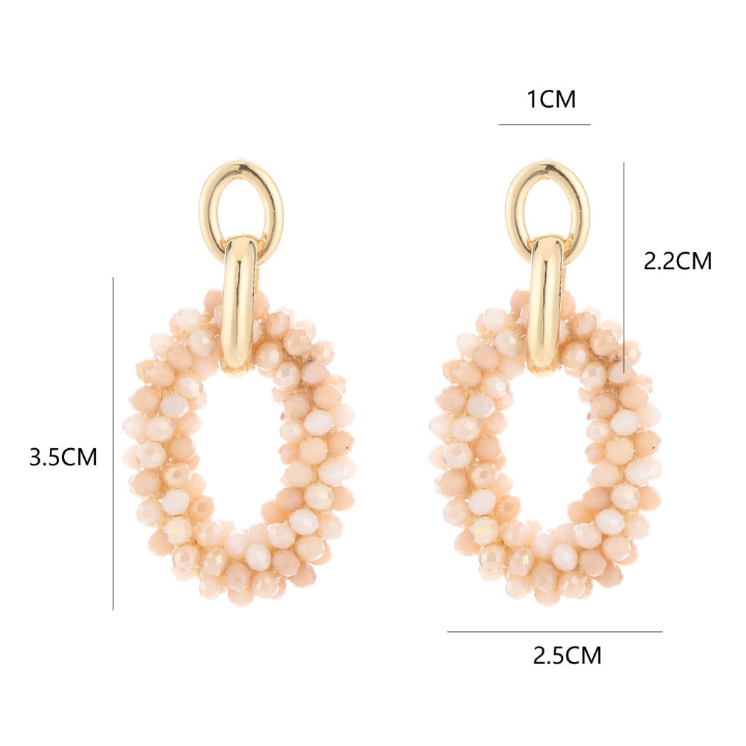 Oorbellen Kralen Ovaal goud beige maat