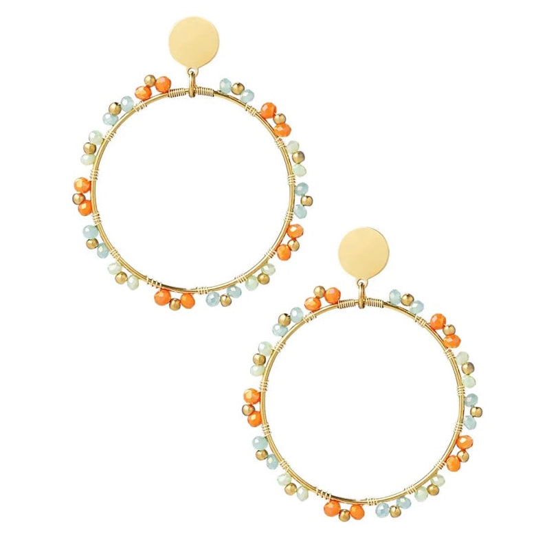 Oorbellen Rond Kraaltjes goud blauw