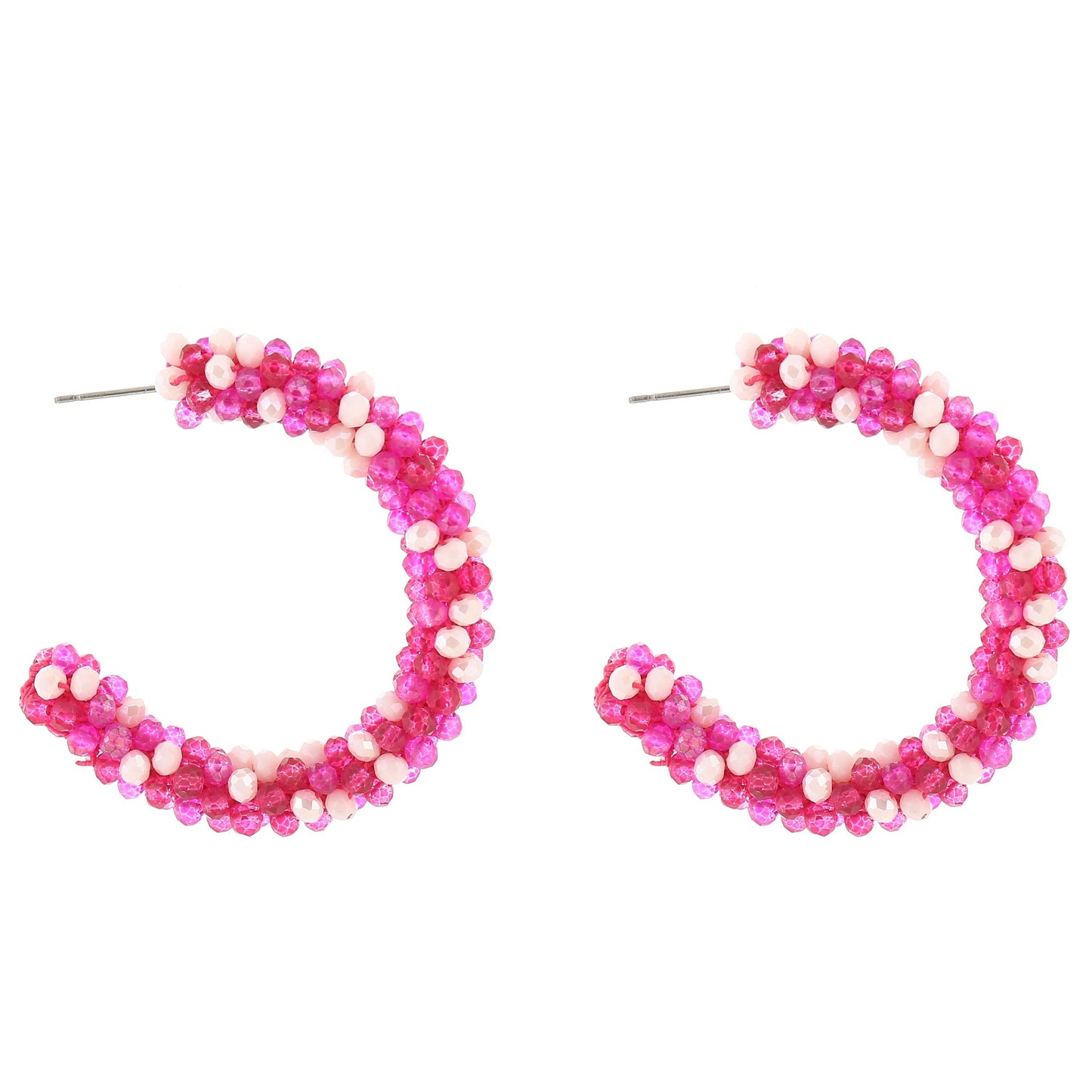Oorbellen Strass Kralen fuchsia