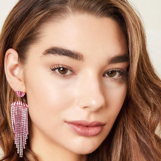 Oorbellen Strass met details roze