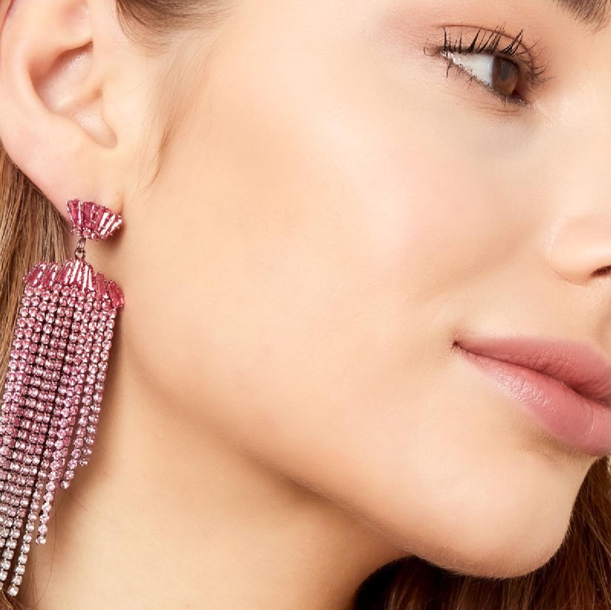 Oorbellen Strass met details roze