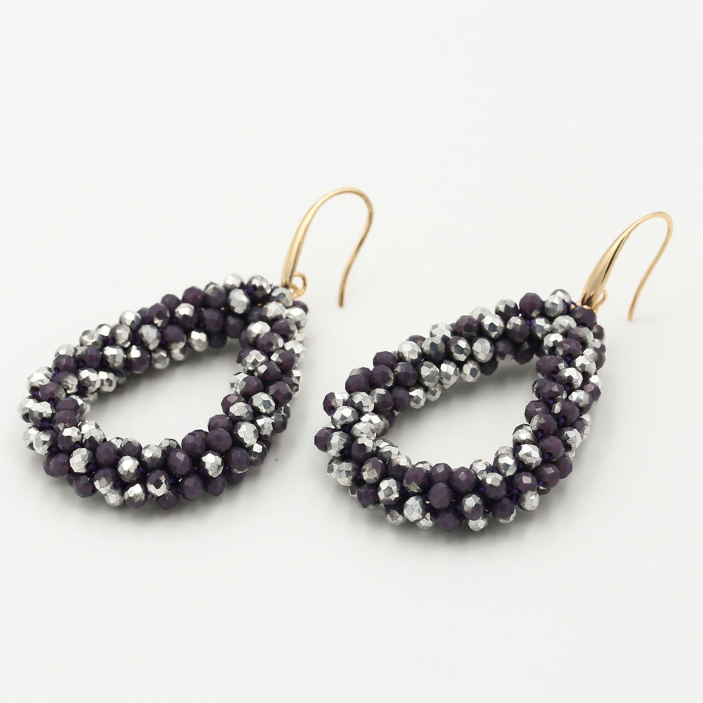 Oorbellen Strass paars liggend