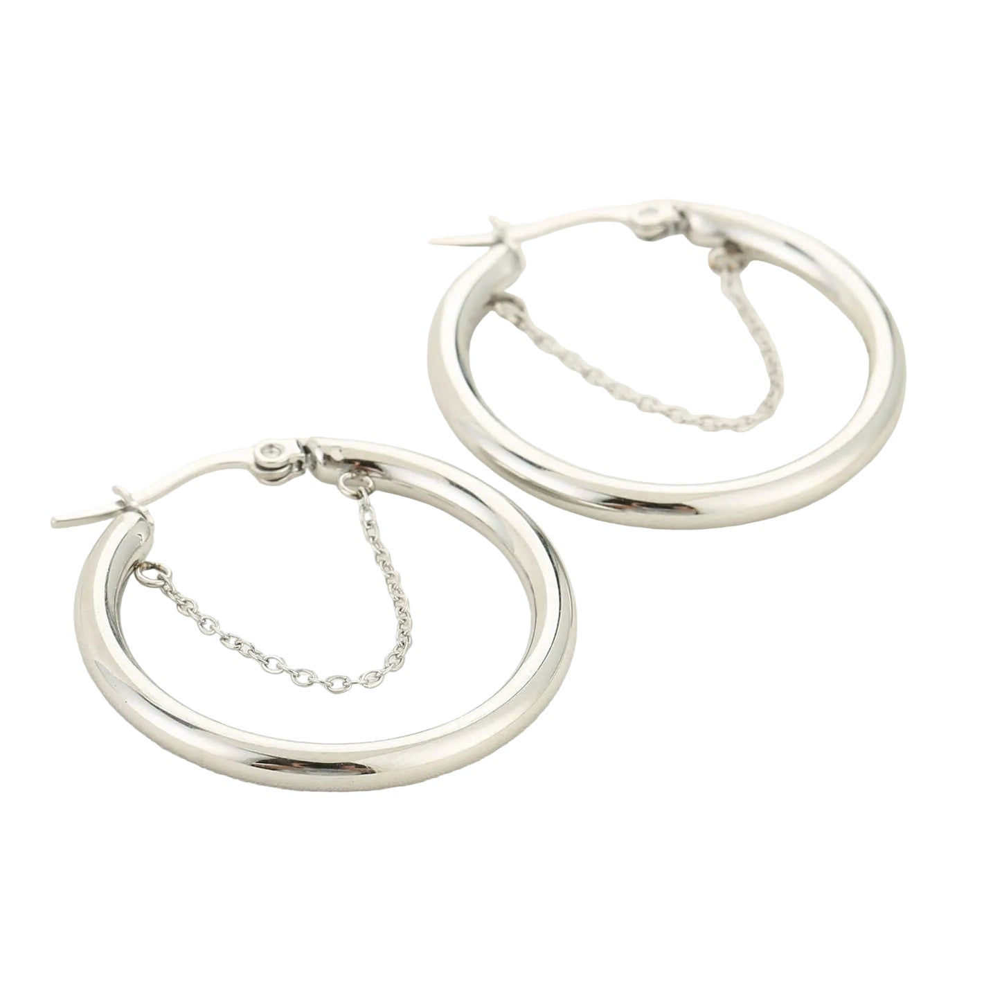 Oorbellen met Ketting zilver liggend