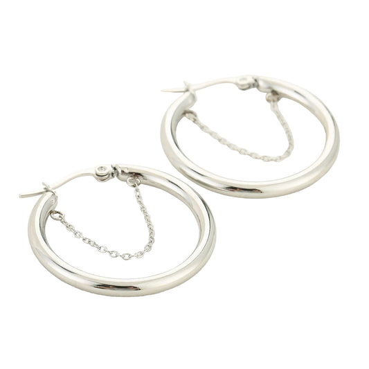 Oorbellen met Ketting zilver liggend