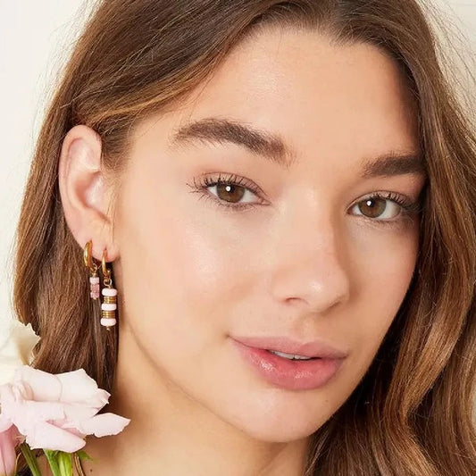 Oorbellen Verano goud roze