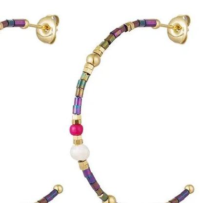 Oorbellen holografische details Goud Stainless Steel