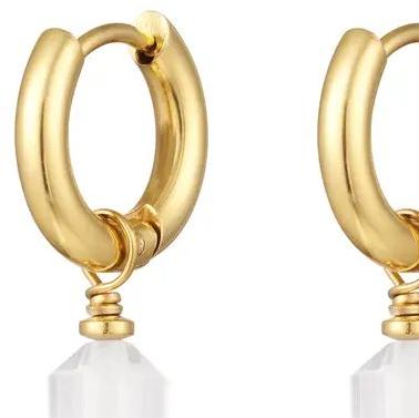 Oorbellen met Steen April goud wit