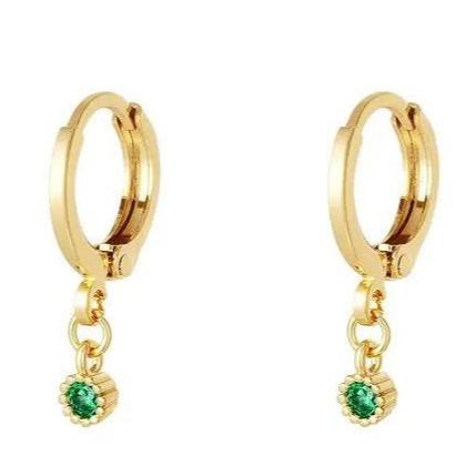 Oorbellen met Zirkonen hanger goud groen