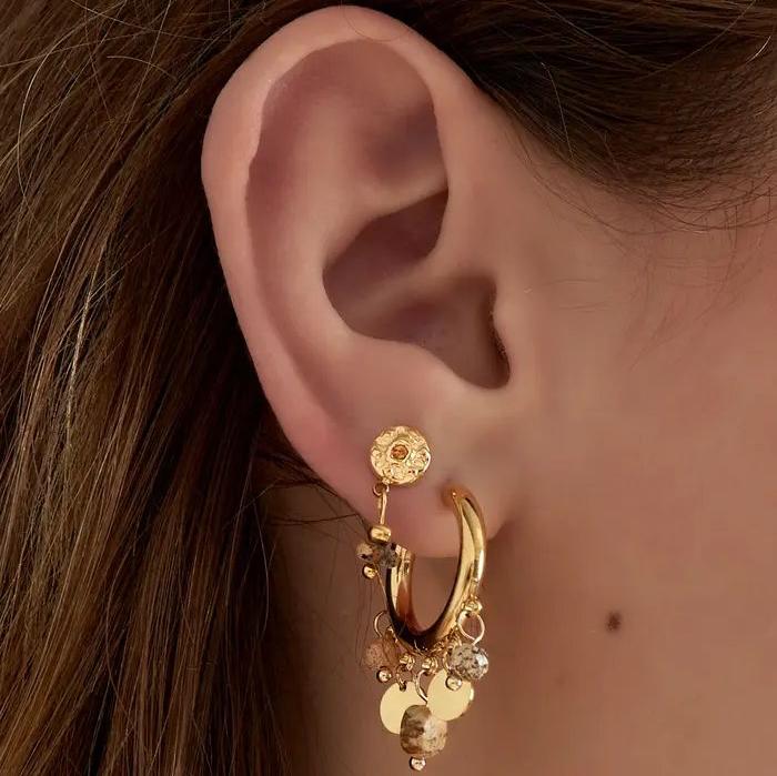 Oorhangers Klassiek Natuursteen goud beige