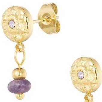 Oorhangers Klassiek Natuursteen goud paars