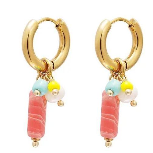 Oorhangers met Bungelende Staaf goud rood