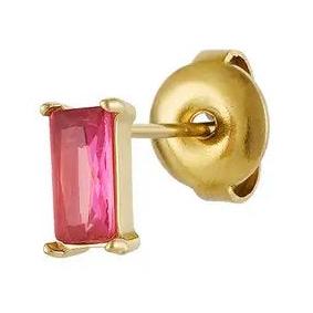 Oorstekers Steen rechthoek goud fuchsia