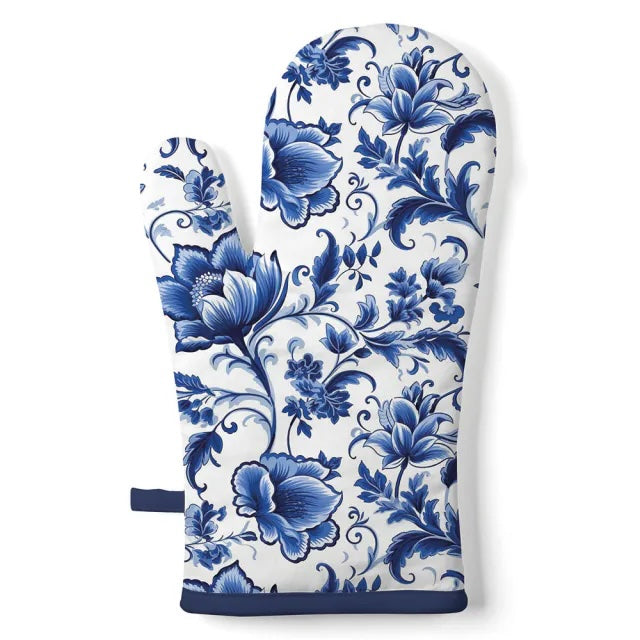 Ovenwant Delft Blue Florals wit blauw 30x18cm