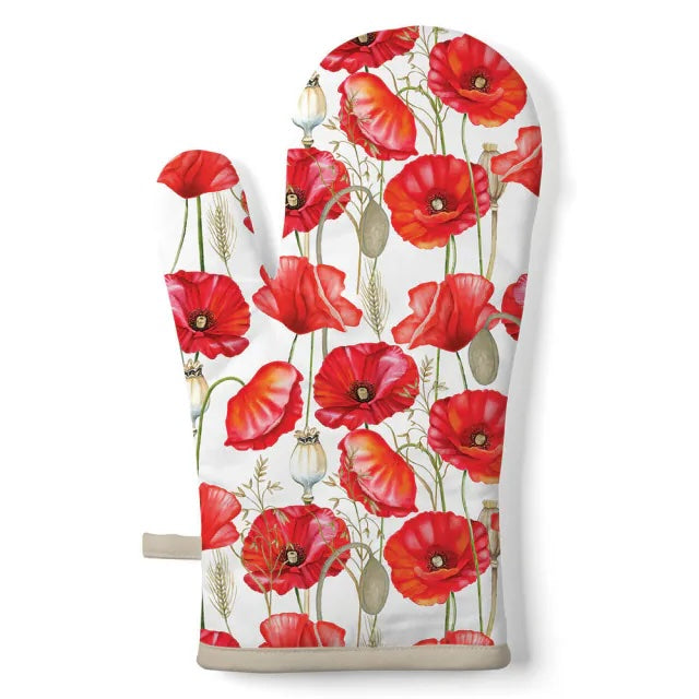Ovenwant Poppy All Over wit rood 30x18cm