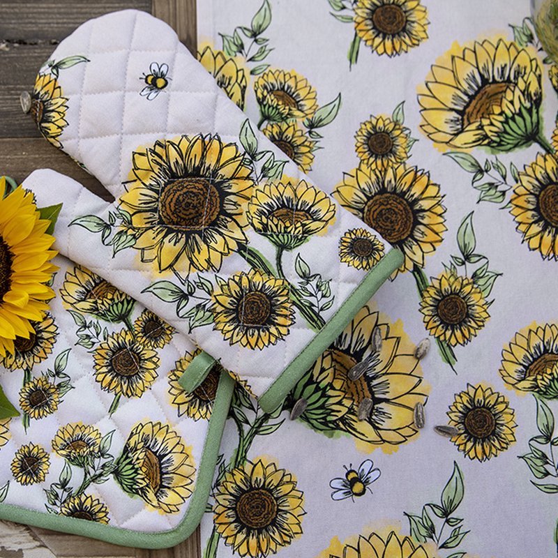 Ovenwant Zonnebloemen beige geel 30x18cm