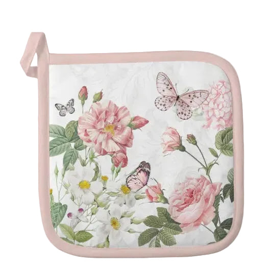 Pannenlap Amelia wit roze 20x20cm