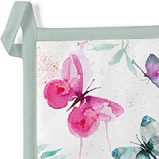Pannenlap Butterfly Katoen wit multi 20x20cm