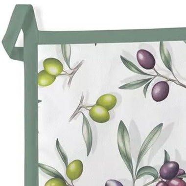 Pannenlap Delicious Olives Katoen wit 20x20cm