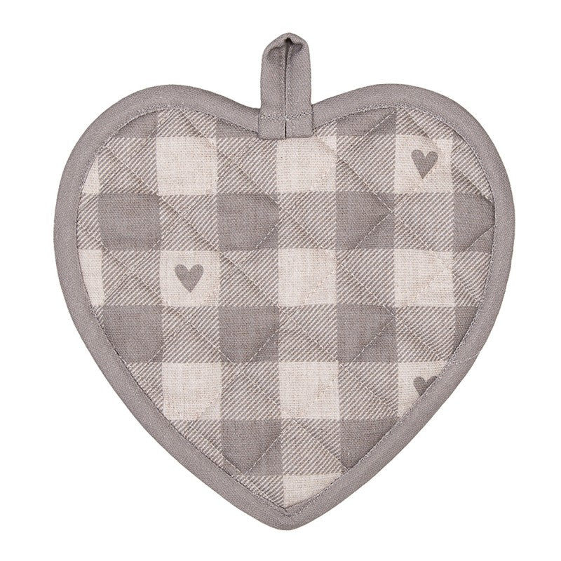 Pannenlap Hartjes beige grijs 20x20cm achterkant