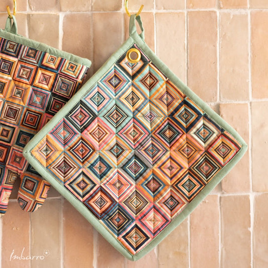 Pannenlappen set-van-2 Colour Blocks 22x22cm sfeer
