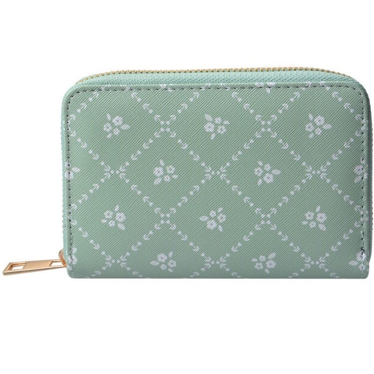 Portemonnee Bloem groen bi-fold 10x15cm