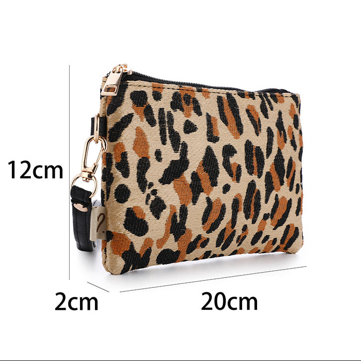 Portemonnee Coin Luipaard khaki 20x12cm maat