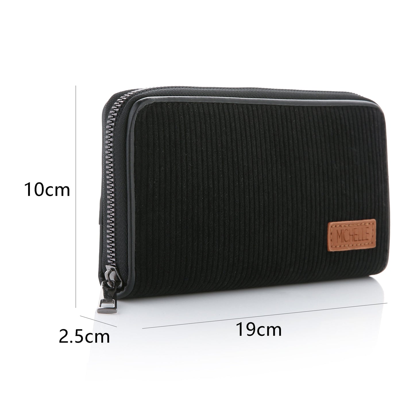 Portemonnee Corduroy zwart 20x10cm maat