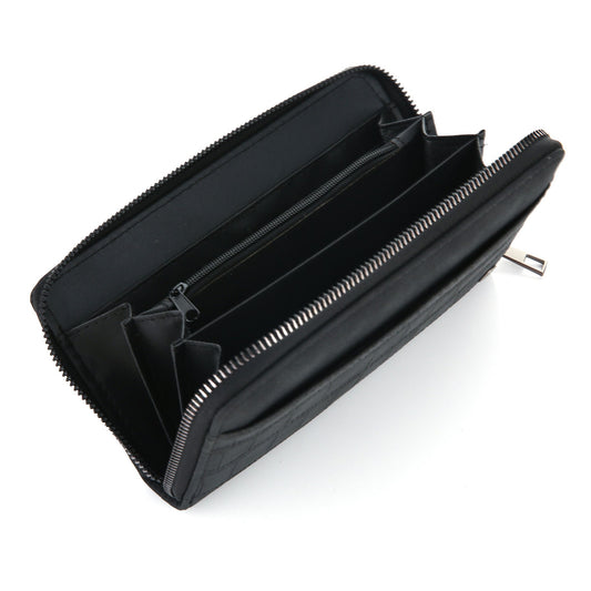 Portemonnee Klassiek Croco zwart 20x10cm schuin open