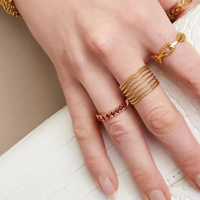 Ring Colored Row Koper rood size 17