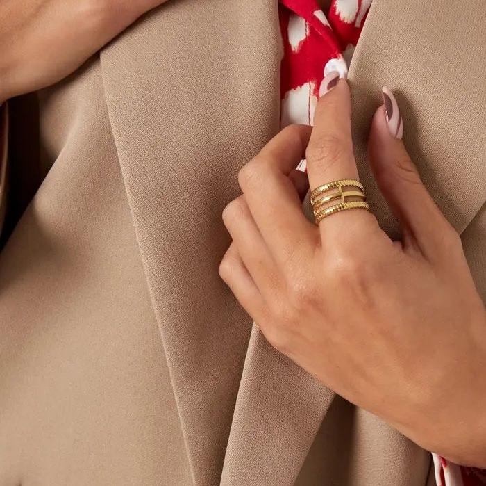 Ring Drielaags goud one size