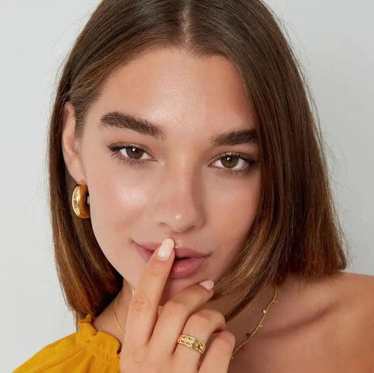 Ring Lijnen met Dots goud one size