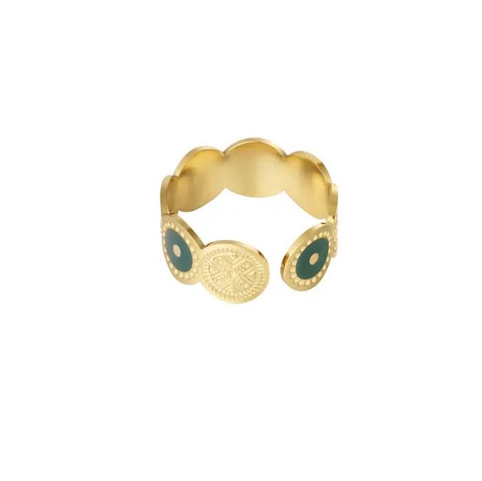 Ring Rondjes goud groen one size