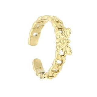 Ring Schakel Vlinder goud one-size verticaal