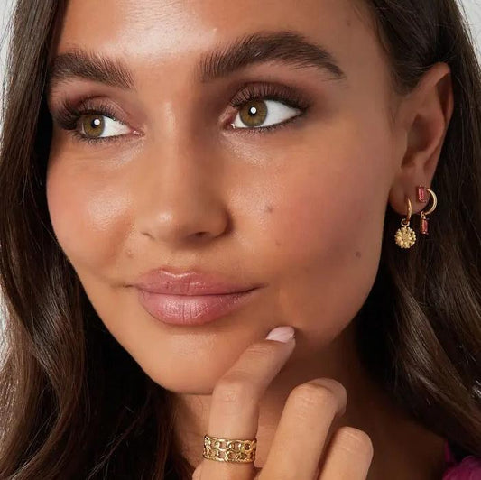 Ring Schakels en Sterretjes goud one size