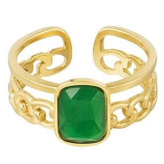 Ring Sierlijk goud groen one size
