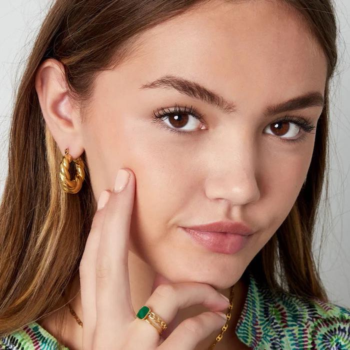 Ring Sierlijk goud groen one size