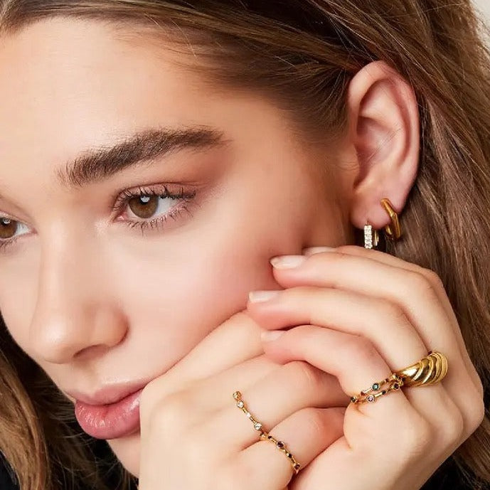 Ring Zirkonia Steentjes goud paars size 17