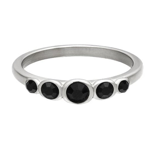 Ring Zirkoon Glas zilver zwart