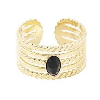 Ring met Steen goud zwart
