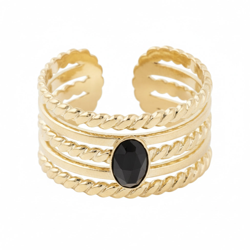 Ring met Steen goud zwart