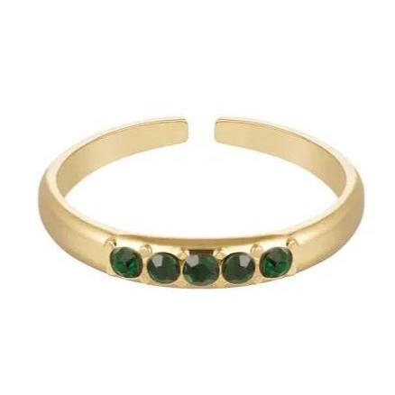 Ring met Steentjes goud groen one size