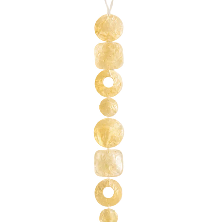 Schelpenslinger Capiz Freestyle zachtgeel 5x5x180cm