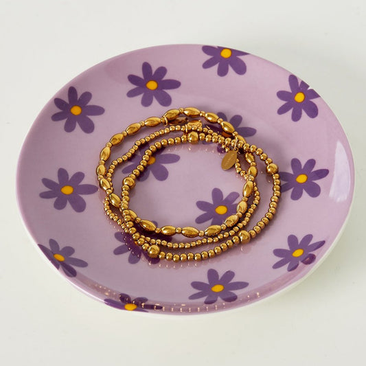 Sieradenschaaltje Floral Fiesta Rond paars lila 12x12cm