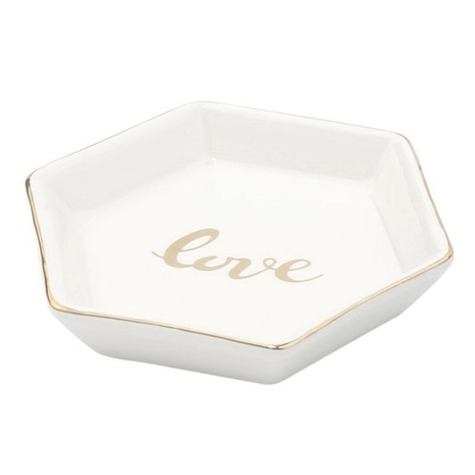 Sieradenschaaltje Love Catch Zeshoek wit 12x10x2cm