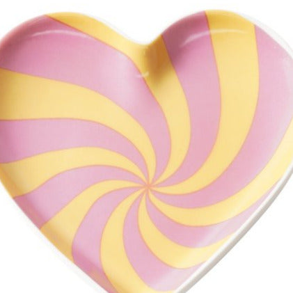 Sieradenschaaltje Swirly Hart roze geel 10cm