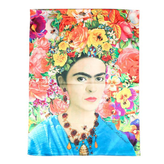 Sjaal Frida Kahlo rood 180x70cm detail