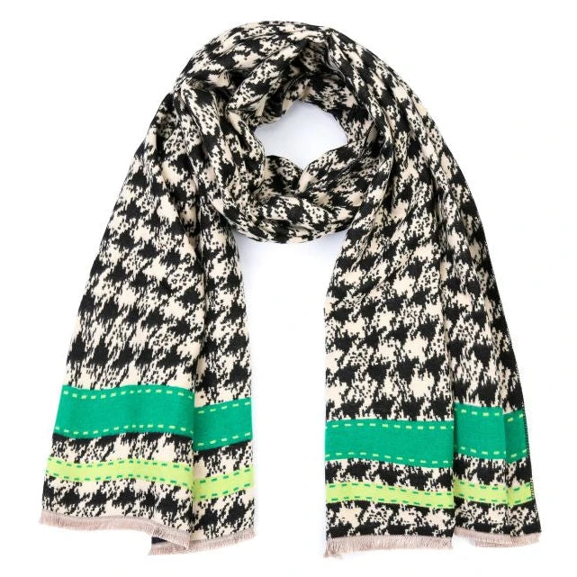 Sjaal Hip zwart wit groen 180x65cm
