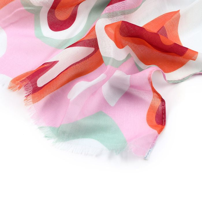 Sjaal Retro Love roze 180x90cm detail
