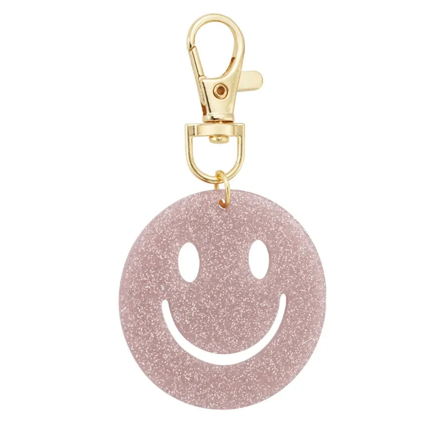 Sleutelhanger Keep Smiling goud lichtroze