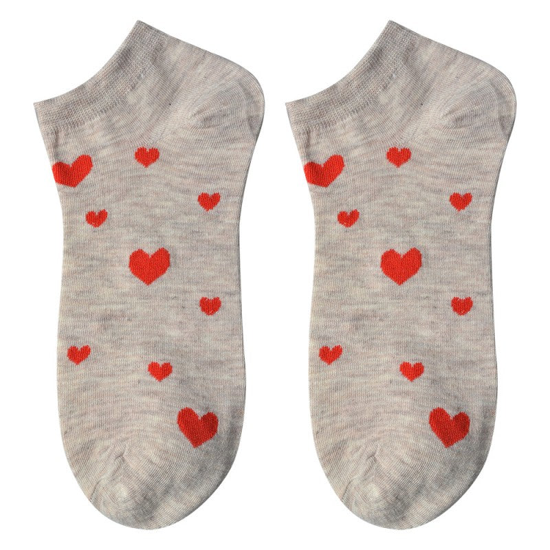 Sokken Hartjes grijs one-size